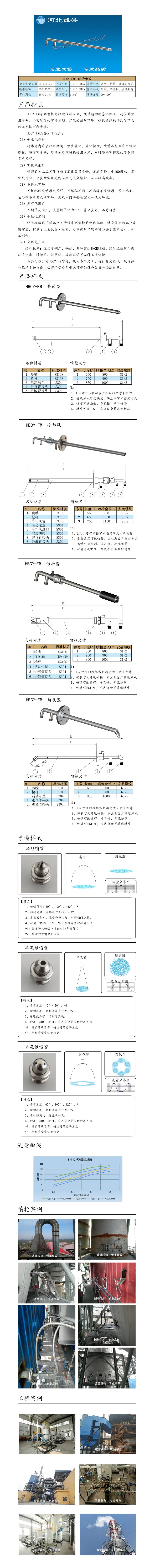 為您提供HBCY-FM-脫硝噴槍保護套、噴槍參數(shù)、材質(zhì)尺寸介紹，流量分布圖、扇形空心錐俯視圖介紹，以及霧化視頻介紹，更多詳細內(nèi)容盡在河北誠譽！