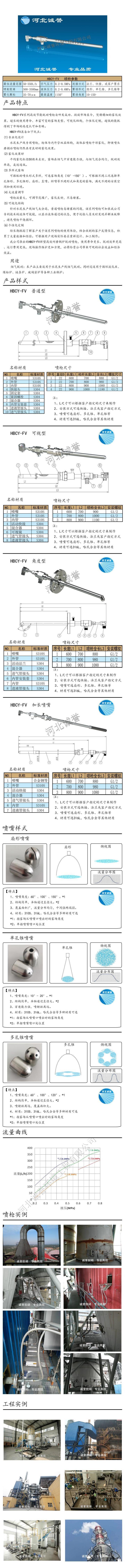 電廠脫硝噴槍保護(hù)套、噴槍參數(shù)、材質(zhì)尺寸、流量分布圖、扇形空心錐俯視圖介紹，以及噴槍霧化視頻展示和工程案例介紹